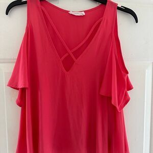 2/$15 Hot pink cold shoulder blouse